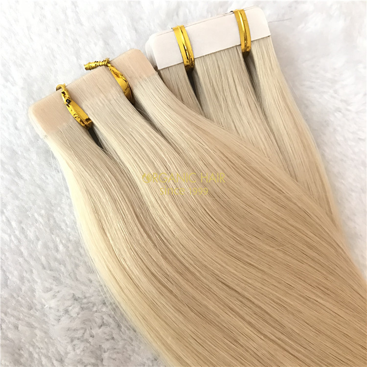Human seamless tape hair extensions #613 color X92